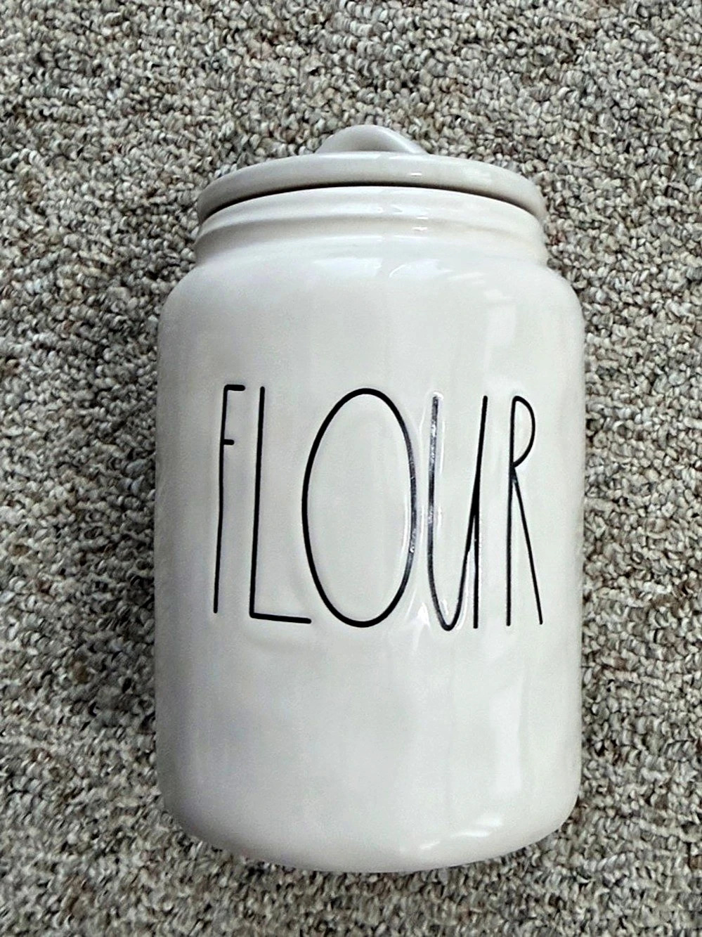 Rae Dunn FLOUR Canister with Lid White Ceramic